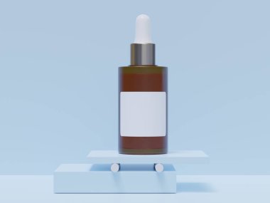 Realistic cosmetic packaging, Beauty product container set, plastic bottle illustration blank. spray bottle, cream tube and jar mockup collection on the podium 3D. Clear spa hygiene object