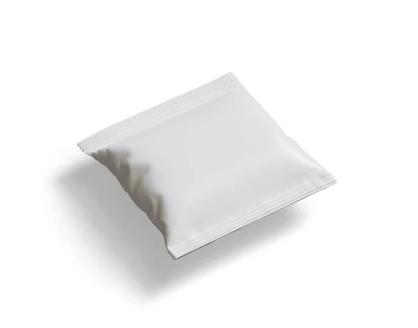 Boş Plastik Atıştırma Torbası, Beyaz Patates cipsi kabı, Beyaz arka planda izole edilmiş 3D