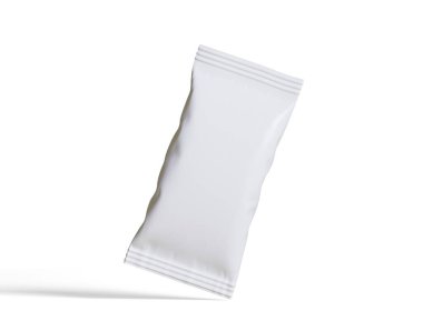 Atıştırmalık büfenin maket koleksiyonu için paket. Beyaz arkaplanda üç boyutlu resimleme izole edildi. Reklam, tanıtım, paket ve benzeri şeylerde kullanılabilir.