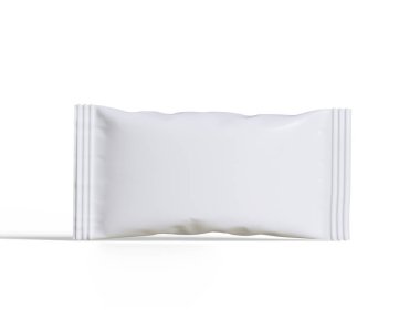 Atıştırmalık büfenin maket koleksiyonu için paket. Beyaz arkaplanda üç boyutlu resimleme izole edildi. Reklam, tanıtım, paket ve benzeri şeylerde kullanılabilir.