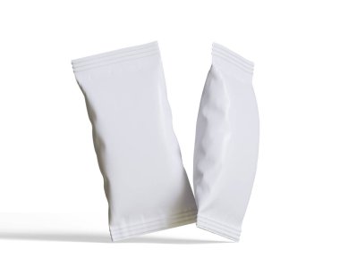 Atıştırmalık büfenin maket koleksiyonu için paket. Beyaz arkaplanda üç boyutlu resimleme izole edildi. Reklam, tanıtım, paket ve benzeri şeylerde kullanılabilir.