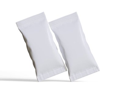 Atıştırmalık büfenin maket koleksiyonu için paket. Beyaz arkaplanda üç boyutlu resimleme izole edildi. Reklam, tanıtım, paket ve benzeri şeylerde kullanılabilir.