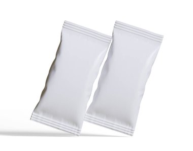 Atıştırmalık büfenin maket koleksiyonu için paket. Beyaz arkaplanda üç boyutlu resimleme izole edildi. Reklam, tanıtım, paket ve benzeri şeylerde kullanılabilir.