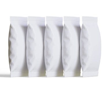 Atıştırmalık büfenin maket koleksiyonu için paket. Beyaz arkaplanda üç boyutlu resimleme izole edildi. Reklam, tanıtım, paket ve benzeri şeylerde kullanılabilir.