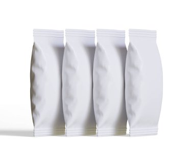 Beyaz arka planda abur cuburun ambalaj ürünü. Modelleme için abur cuburun boş ambalaj ürünü ve model koleksiyonu için kopyalama alanı