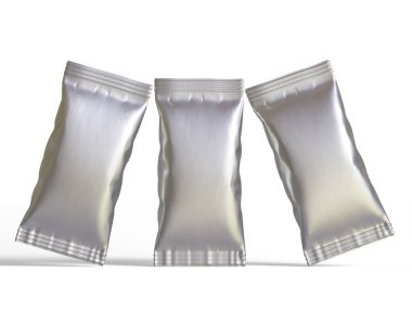 Beyaz arka planda abur cuburun ambalaj ürünü. Modelleme için abur cuburun boş ambalaj ürünü ve model koleksiyonu için kopyalama alanı