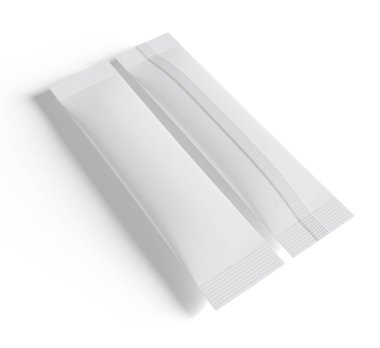 Kağıt kese. Tuz, şeker ve baharatlar için tek kullanımlık paketler. Gümüş folyo torbası. Çubuk şeker