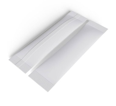 Kağıt kese. Tuz, şeker ve baharatlar için tek kullanımlık paketler. Gümüş folyo torbası. Çubuk şeker