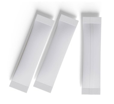 Kağıt kese. Tuz, şeker ve baharatlar için tek kullanımlık paketler. Gümüş folyo torbası. Çubuk şeker