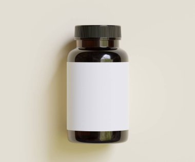 Şişe İlaçları İlave Şişe Model. Bir şişe. Blank Label. 3D Illustration. Arkaplanda izole