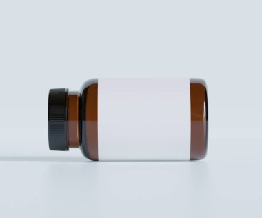 Şişe İlaçları İlave Şişe Model. Bir şişe. Blank Label. 3D Illustration. Arkaplanda izole