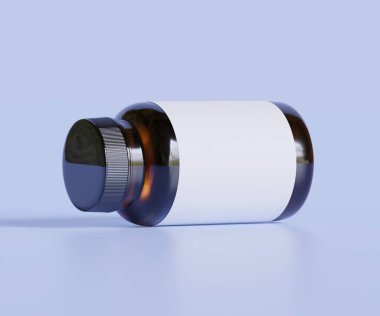 Şişe İlaçları İlave Şişe Model. Bir şişe. Blank Label. 3D Illustration. Arkaplanda izole
