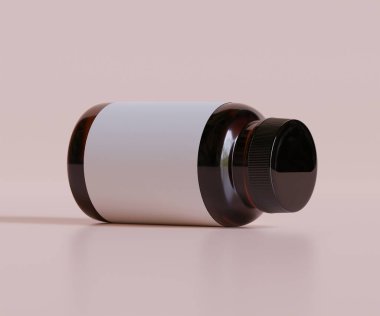 Şişe İlaçları İlave Şişe Model. Bir şişe. Blank Label. 3D Illustration. Arkaplanda izole