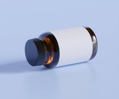 Şişe İlaçları İlave Şişe Model. Bir şişe. Blank Label. 3D Illustration. Arkaplanda izole