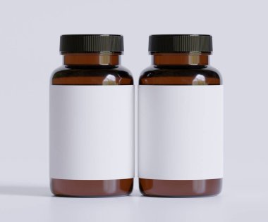 Şişe İlaçları İlave Şişe Model. Bir şişe. Blank Label. 3D Illustration. Arkaplanda izole