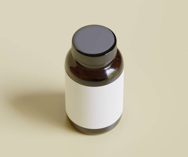 Şişe İlaçları İlave Şişe Model. Bir şişe. Blank Label. 3D Illustration. Arkaplanda izole
