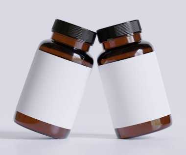 Şişe İlaçları İlave Şişe Model. Bir şişe. Blank Label. 3D Illustration. Arkaplanda izole