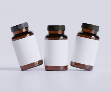 Şişe İlaçları İlave Şişe Model. Bir şişe. Blank Label. 3D Illustration. Arkaplanda izole