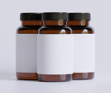 Şişe İlaçları İlave Şişe Model. Bir şişe. Blank Label. 3D Illustration. Arkaplanda izole