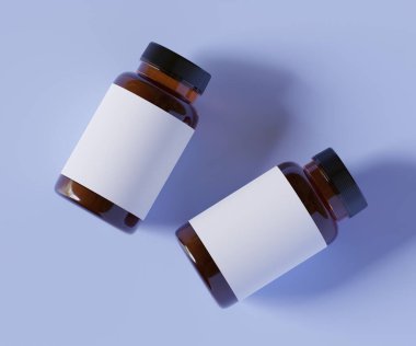 Şişe İlaçları İlave Şişe Model. Bir şişe. Blank Label. 3D Illustration. Arkaplanda izole