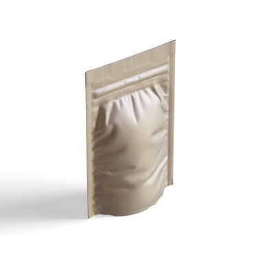 Boş folyo yiyecekler ya da kapakçık ve mühürlü poşet içecekler. Boş folyo plastik torba kahve torbası. Paketleme şablonu modelleme koleksiyonu. arkaplanda izole edilmiş 3B resimleme