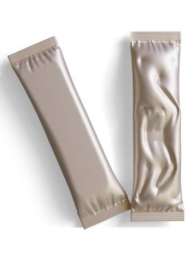 Tasarım için boş folyo paketi, şeker için uzun çubuk plastik paket, 3 boyutlu resimleme ile hazır içecek