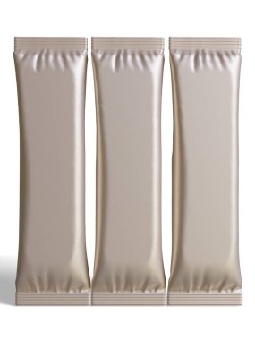 Tasarım için boş folyo paketi, şeker için uzun çubuk plastik paket, 3 boyutlu resimleme ile hazır içecek