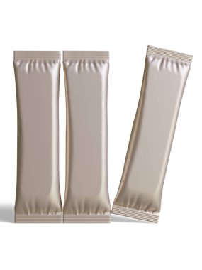 Tasarım için boş folyo paketi, şeker için uzun çubuk plastik paket, 3 boyutlu resimleme ile hazır içecek