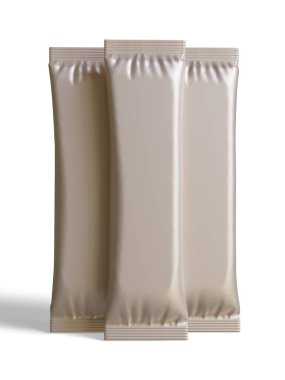 Tasarım için boş folyo paketi, şeker için uzun çubuk plastik paket, 3 boyutlu resimleme ile hazır içecek