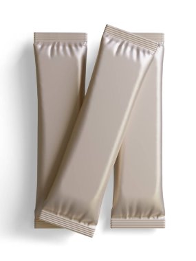 Tasarım için boş folyo paketi, şeker için uzun çubuk plastik paket, 3 boyutlu resimleme ile hazır içecek