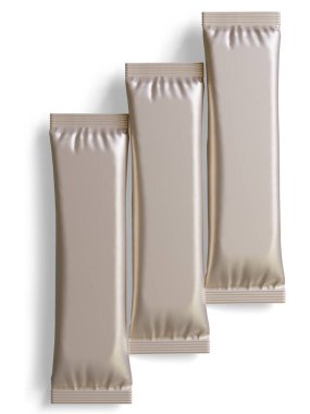 Tasarım için boş folyo paketi, şeker için uzun çubuk plastik paket, 3 boyutlu resimleme ile hazır içecek