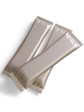 Tasarım için boş folyo paketi, şeker için uzun çubuk plastik paket, 3 boyutlu resimleme ile hazır içecek