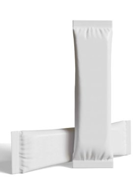 Gerçekçi Beyaz Boş Şablon Paket Islak Mendil Kese Gıda Paket Kahvesi, Tuz, Şeker, Biber, Baharat, Şeker. Model Koleksiyonu Şablonu