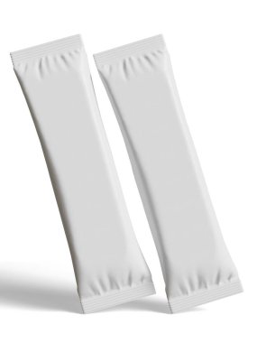 Gerçekçi Beyaz Boş Şablon Paket Islak Mendil Kese Gıda Paket Kahvesi, Tuz, Şeker, Biber, Baharat, Şeker. Model Koleksiyonu Şablonu