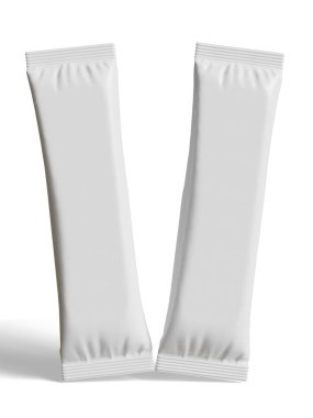 Gerçekçi Beyaz Boş Şablon Paket Islak Mendil Kese Gıda Paket Kahvesi, Tuz, Şeker, Biber, Baharat, Şeker. Model Koleksiyonu Şablonu