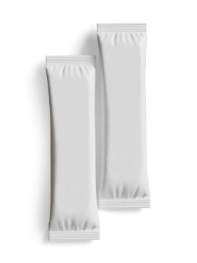 Gerçekçi Beyaz Boş Şablon Paket Islak Mendil Kese Gıda Paket Kahvesi, Tuz, Şeker, Biber, Baharat, Şeker. Model Koleksiyonu Şablonu