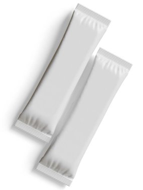 Gerçekçi Beyaz Boş Şablon Paket Islak Mendil Kese Gıda Paket Kahvesi, Tuz, Şeker, Biber, Baharat, Şeker. Model Koleksiyonu Şablonu