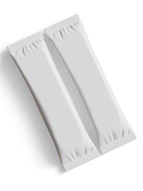 Gerçekçi Beyaz Boş Şablon Paket Islak Mendil Kese Gıda Paket Kahvesi, Tuz, Şeker, Biber, Baharat, Şeker. Model Koleksiyonu Şablonu