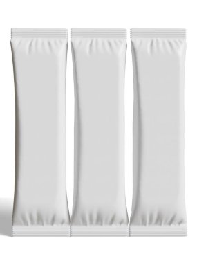 Gerçekçi Beyaz Boş Şablon Paket Islak Mendil Kese Gıda Paket Kahvesi, Tuz, Şeker, Biber, Baharat, Şeker. Model Koleksiyonu Şablonu