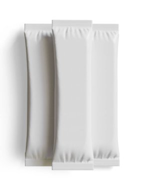 Gerçekçi Beyaz Boş Şablon Paket Islak Mendil Kese Gıda Paket Kahvesi, Tuz, Şeker, Biber, Baharat, Şeker. Model Koleksiyonu Şablonu