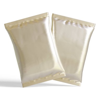 Kese ambalajı beyaz renk, gerçekçi 3B illüstrasyon