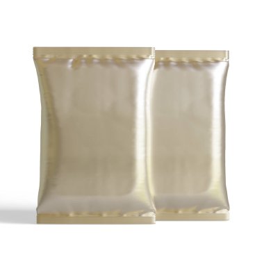 Kese ambalajı beyaz renk, gerçekçi 3B illüstrasyon