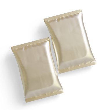 Kese ambalajı beyaz renk, gerçekçi 3B illüstrasyon