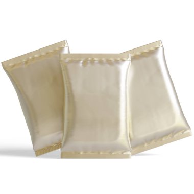 Kese ambalajı beyaz renk, gerçekçi 3B illüstrasyon