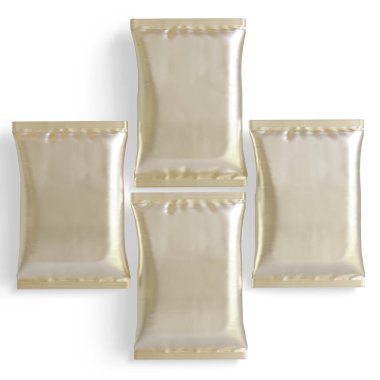 Kese ambalajı beyaz renk, gerçekçi 3B illüstrasyon