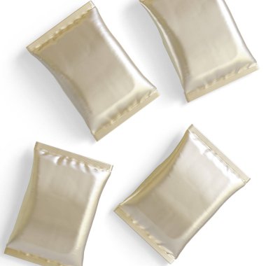 Kese ambalajı beyaz renk, gerçekçi 3B illüstrasyon