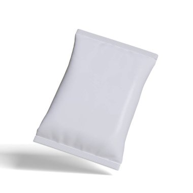 Kese ambalajı beyaz renk, gerçekçi 3B illüstrasyon