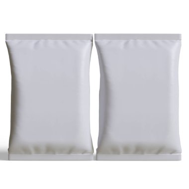 Kese ambalajı beyaz renk, gerçekçi 3B illüstrasyon