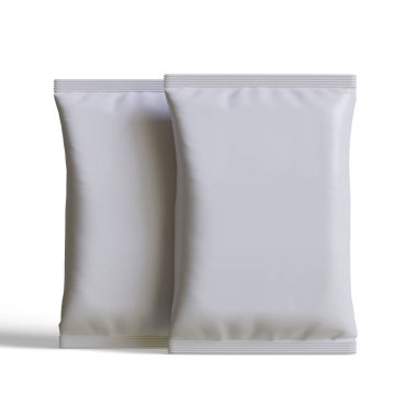 Kese ambalajı beyaz renk, gerçekçi 3B illüstrasyon