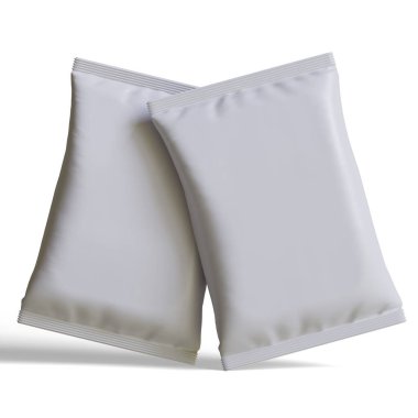 Kese ambalajı beyaz renk, gerçekçi 3B illüstrasyon